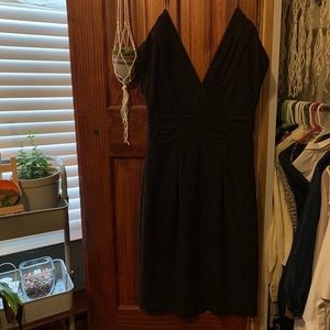vintage brown vneck dress